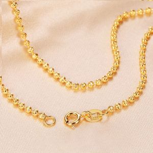 Pure 925 Sterling Silver Starlight Diamond Chain Necklace for Women ,S925 2mm Scimitar Ball Beads Collar fit Pendant DIY Jewelry