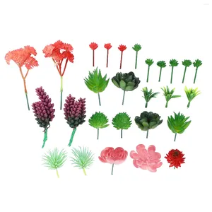 Flores decorativas Plantas suculentas artificiais transição de cor natural Diy Kit de textura fino de PVC para casa