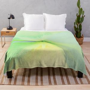 ブランケットスプリンググリーンとイエローパステルソファー織りの毛皮の寝具のための抽象4の新鮮なスプラッシュスローブランケット