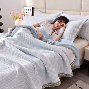 Blankets Wormwood Knitted Cotton Summer Cool Quilt Jacquard Craft Bedroom Air Conditioning Double Thin Blanket