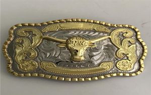 1 pezzi Cool Silver Gold Bull Western Cowboy Cintura di cowboy Filla per uomini Hebillas Cinturon Jeans Belt Head1947535