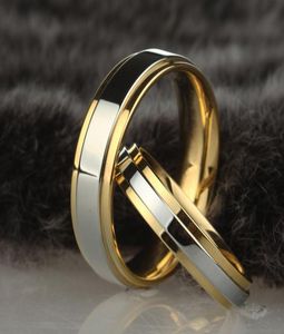 Pierścionek ślubny ze stali nierdzewnej Srebrny Złoty Kolor prosty projekt Para sojuszu Pierścień 4 mm 6 mm szerokość Pierścień dla kobiet i mężczyzn6060757