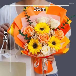 Decorative Flowers Simulation Rose Soap Bouquet Home Decoration Flower Birthday Eternal Wedding Decor Artificial