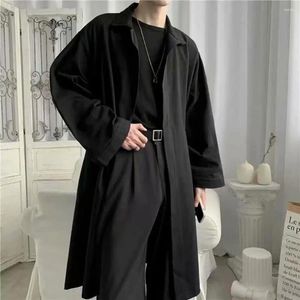 Men's Trench Coats Elastic Men Coat Stylish Lapel For Breathable Wrinkle-resistant Spring Autumn Jacket With Solid