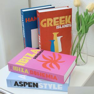 Dekorativa föremål Figurer Semesterstil Fake Books soffbord Box Colorf Designer Decoration Book Study Helfs Livi Brh Othgw