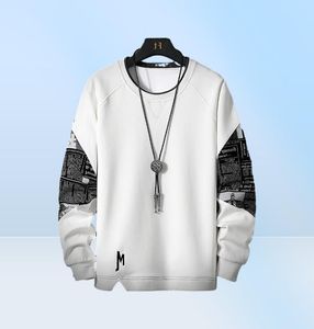 Men039s Hoodies Sweatshirts Singleroad Crewneck Sweatshirt Men 2021 Orange Patchwork Overized Japanese Streetwear Hip Hop HO3158265