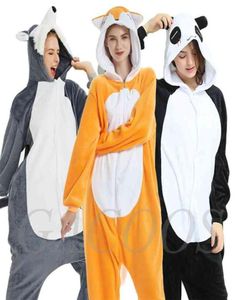 Животные единорог пижамы Взрослые зимняя одежда для сна Кигуруми Вольф Панда Unicornio Pajamas Женщины по одному аниме костюмы.