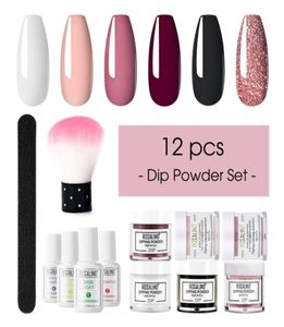 Rivegno in polvere per immersione per unghie Scept glitter francese Kit di manicure per chiodi a vari colori duraturi1543891