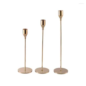 Titulares de vela de estilo chinês metal simples de decoração de casamento dourado da sala de estar decoração de casa de estar de castiçadeira wshyufei