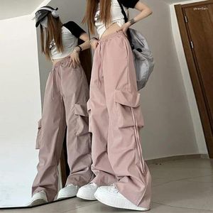 Calça feminina carga de carga alta feminina de rua de rua do hip hop y2k calças soltas casuais estilo americano bolsões de moda vintage feminino feminino