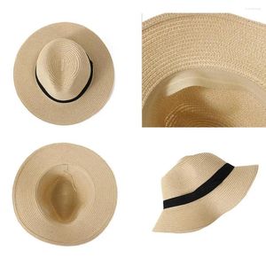 Beralar Portable Beach Hat Şık Geniş Sebir Güneşlik Saman Yaz Tatili İçin Saman Yazı Anti-İv Nefes Alabilir Katlanabilir Kapanma Unisex Sun