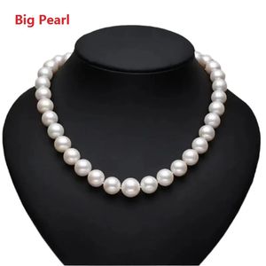 Partihandel 9-10-11mm Real Pearl Necklace Nearround Natural Freshwater Big Pearl Choker Halsband för kvinnor Fashion Gift 240408