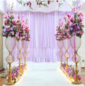 89 cm Tall Metal Wedding Road Leads Flower Stand Wedding Aisle Decorations 2020 Shiny Gold Road Blomma Vase4430415