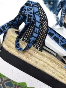 Gaia Platform Espadrilles Stella Mccartney Sandals 8cm Increasing Fashion Wedge Denim Summer Shoes 77608324453