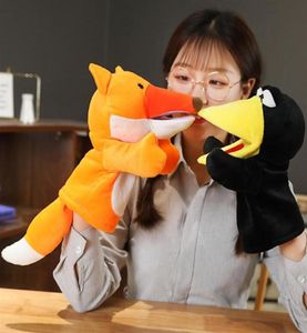 Cute soft animal psh toys cartoon fox crow stuffed hand puppets for kids pretend toys creative activity props284h3433995