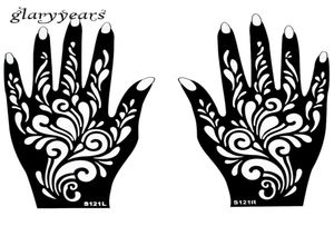 Whole1 Pair Hands Mehndi Henna Tattoo Stencil Flower Pattern Design for Women Body Hand Art Painting Disposable 20cm 11cm S8932815