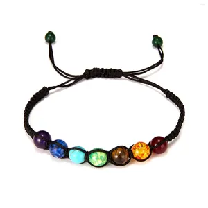 Charm Bracelets Männer Frauen 7 Chakra Perlen Armreifen Heilung Tiger Augenstein Gebet Buddha Armband Verstellbare Schmuckgeschenke