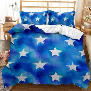 Zestawy pościeli Zestaw wydrukowany 3D Euro Linen Duvet Quilt Pillcase Phillcase Biała gwiazda dla dziecka Kid Luksusowy domek Król Tekstyle Król