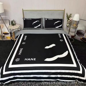 Queen size designer sängkläder set täcker 4 st brev tryckt is siden all stil