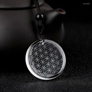 Collane a ciondolo collana di cristallo quarzo fiore della vita magia cerchio divinazione sri yantra triqueta metatrone's cube multidimensiona