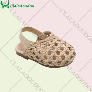 11.5-15.5 cm marka tkwi maluch dziewcząt sandaliasbrown różowy pusty elastyczny zespół bez kapcie Girls Girls Summer Flat 240407