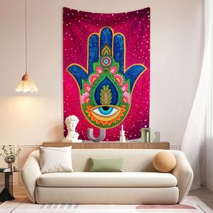 Xxdeco Mandala Psychedelic Tapestry Hamsa Hand aus Fatima bedruckt Boho Home Decor Wall Hanging Schlafzimmer Hintergrund Tuch Yoga Matte