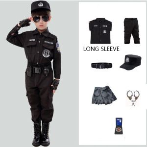 Children Policeman Cosplay Costumes Kids Christmas Party Carnival Police Uniform Halloween Boys Army Policemen Clothing Gift Cos