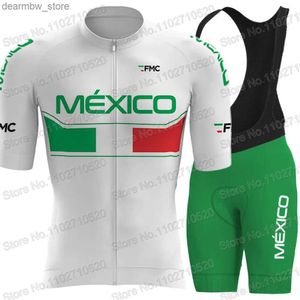 Cykeltröja sätter New Mexico National Team 2023 Cycling Jersey Set Mexican Flag Clothing Road Bike Shirts Suit Bycc Bib Shorts Mtb Ropa Maillot L48