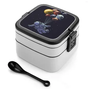Dinnerware Space Travel Bento Box School Kids Lunch Rectangular Leakproof Container Astronomy Outer Solar System Galaxy Sky Colorful