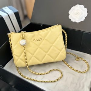 Hobo 24s Pearl Double Gold Ball Torba Modna Bag na ramię skórzana Diamond Złote Sprzęt Metalowy CC Burzacz Luksusowy torebka Matelasse Bags Crossbody Torby 20 cm