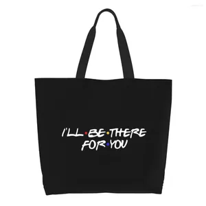 Bolsas de compras Friends TV Show Groceries Tote Women Funny Canvas ombro Bolsa de Big Capacity Bolsas de Capacidade