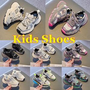 Малыши детская обувь мальчики для девочек, работающие на кроссовках, дизайнерские бренды черные тренеры розовые белые зеленые детские девочки кроссовки 26 -37