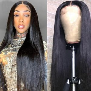 Straight HD 13X4 Lace Front Wig Malaysian 100% Human Hair 150% 180% 210% Density Pre Plucked Natural Color 10-34inch