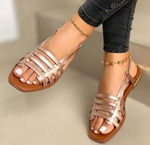 Женщины 039S Flat Sandals Summer Hollow Out Roman Open Open Toe Casual Beach Ladies Shoes Outdoor Sandalias1109922