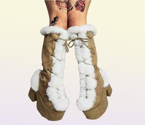 Buty gigifox czarna platforma masywna na wysokim obcasie zimowe jesienne kolano kolano kobiety faux zip gotycki styl punkowy buty punkie T2209156192124