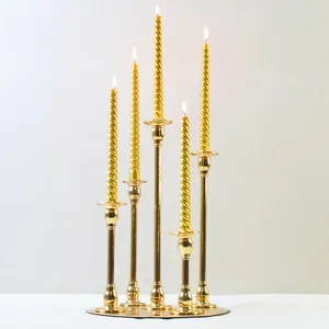 Candle Holders Gold Metal 5 Arms Candlestick Wedding Anniversary Party Table Centerpieces Stand Candelabrum Home Decor