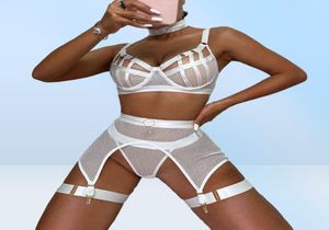 Ellolace Sexig underkläder Luxury Hollow Out Exotic Set med Garters Half Cup See Through Transparenta BH Underwear Women Set T229617466