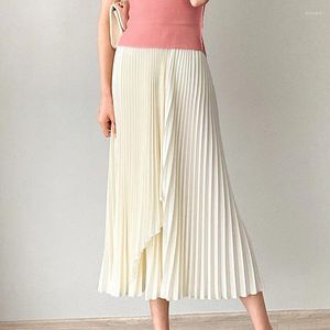 Skirts COZOK Solid Color All-match Pleated Half Length Skirt Women High Elastic Waist Casual Comfortable Petticoat Female WT284