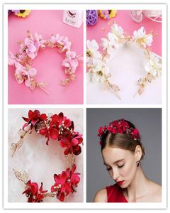 Coroa de flor de rosas de rosa de casamento coroa floral tiara banda de cabelo rosa roxo flores de marfim vermelha faixas de cabelo acessórios de cabelo ornament1219078