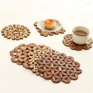 Table Mats Bamboo Heat Insulation Non-slip Pad Plate Sand Pot Mat Dining Square Round Bowl Kitchen Home Accessories