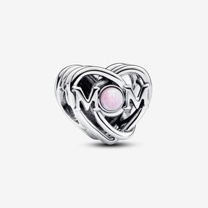 Nuovo arrivo 100% 925 Sterling Silver Openwork Mom Heart Charm Fit Original European Charm Bracciale Fashion Accessori per la moda