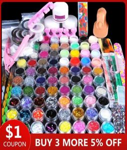 78st nagel akrylpulver glitter manikyr uppsättning för nagelkonst kit ädelstenar dekoration kristall strass borstverktyg kit för manikyr3219943039