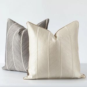 Pillow 45X45cm Modern Beige/grey Jacquard Cover Gemetric Lines Pattern Covers Backrest
