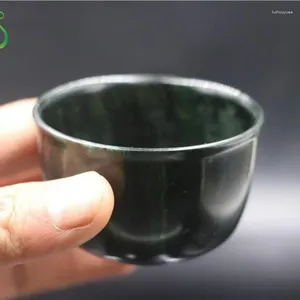 Tea Cups Natural Green Jade Teacup Health Gongfu Teaware Chinese King Stone Teacups Ceremony Jades Teasets