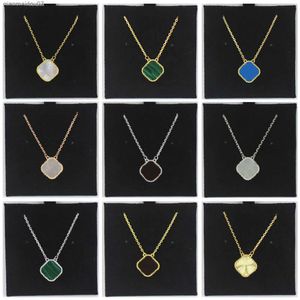 Pendant Necklaces 15mm Clover Classic4four Fashion Leaf Necklaces Pendants Motherofpearl Stainless Steel Plated for Women girl Valentines Mothers Day Engagemen