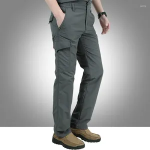 Męskie spodnie 2024 taktyczny wielopapośnikowy wojskowy kolor stały prosty swobodny, wszechstronny wodoodporny, szybki suszący cienki