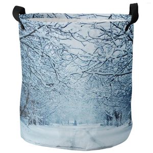 Bolsas de lavanderia Birch da floresta de inverno Snow cesto cesta suja