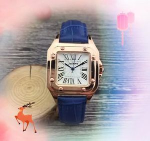 Fashion Simple 3 Pins Dial Watch stainless steel case roman tank clock women quartz movement lovers rose gold silver color cute shiny good watches birthday gifts