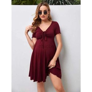 Vestidos de maternidade vestidos de maternidade vestidos de verão pura cor de colo em vés vestidos soltos plus size saias grávidas roupas casuais 240412