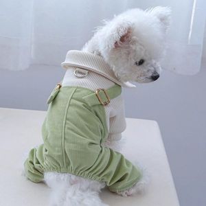 Hundkläder corduroy valp- kläder husdjur kläddräkt med knapp bekväm och mjuk